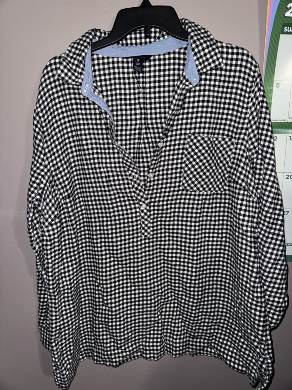 Lands' End Black & White Gingham Button-Front Jacket